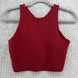 Athleta Conscious Crop Tea Sports Bra Womens S Red Buid-In Padded Bra Sports Gym